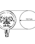 Drawing of All American presure cooker canners geared steam gauge with dimensions on a white background