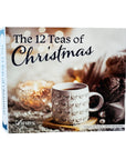 Box of 'The 12 Teas of Christmas' with a mug and decorative elements on a white background