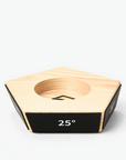 A short gif that shows each side of the honing knife sharpeners block with the degrees on a white background