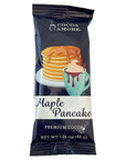 Front of maple pancake premium cocoa drink mix package on a white background