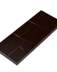 Rectangular dark chocolate bar on a white background