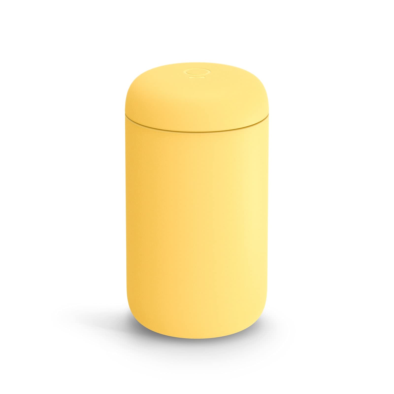 Yellow tumblr with a lid on a white background