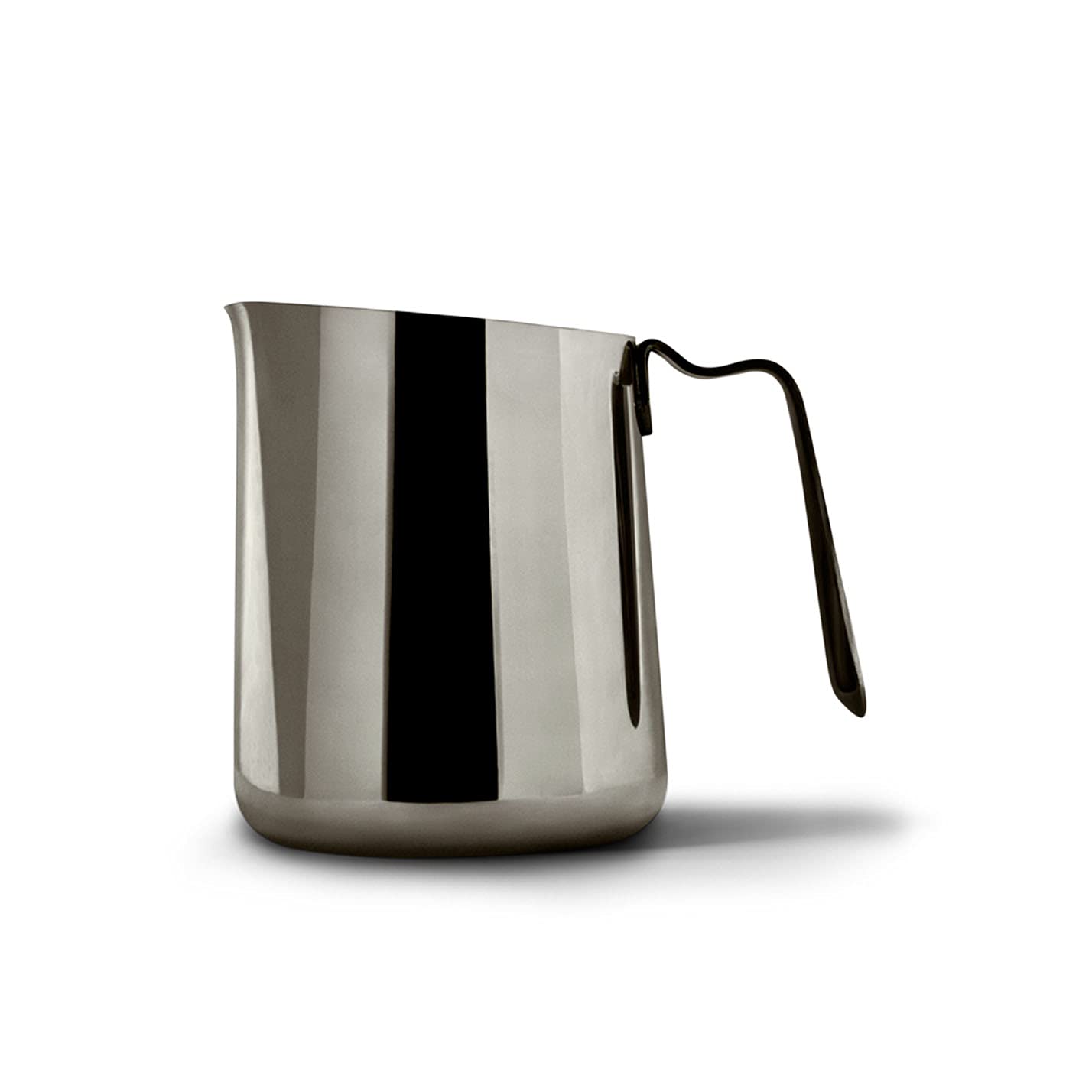 Graphite milk steaming pitcher on a white background