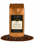 1 lb J.L. Hufford Decaf Mocha Java coffee bag with coffee beans and mocha powder on a white background