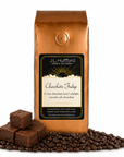 1 lb J.L. Hufford Chocolate Fudge Coffee bag with coffee beans and blocks of chocolate fudge in front displayed on a white background