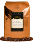 5 lb J.L. Hufford Mocha Java coffee bag with coffee beans and mocha powder on a white background