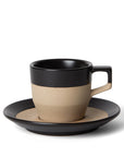 6 oz black notneutral cappuccino pico cup and saucer on a white background