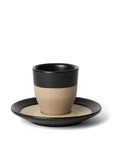 3 oz black notneutral espresso pico cup and saucer on a white background