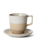 Large 12 oz natural notneutral latte pico cup and saucer on a white background