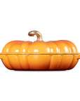 Persimmon cast iron signature pumpkin braiser with handles and gold knob on a white background