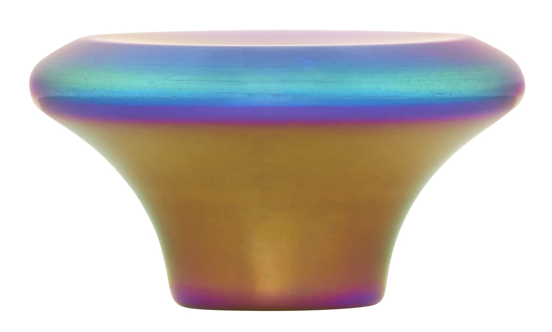 Multicolored steel knob on a white background