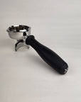 Rancillio portafilter with handle and double spout on a light background