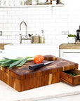 Rico & Plato Donald End Grain Teak Cutting Board with Rubbish Drawer