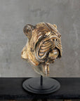 Rico & Plato Hand-Carved Wooden Bulldog Sculpture - Blackwash Finish