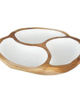 Rico & Plato Manouche Teak Serving Bowl with White Interior
