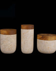 Rico & Plato Nimes Glossy Marble Pots (Set of 3)