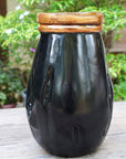 Rico & Plato Sam Black Teak Vase with Copper Leaf Accent