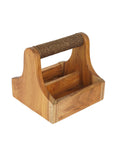 Rico & Plato Small Teak Wood Barbeque Grill Accessory Square Caddy