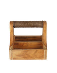 Rico & Plato Small Teak Wood Barbeque Grill Accessory Square Caddy