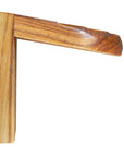 Side view of Rico & Plato teak shower foot rest displayed on a white background