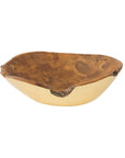 Rico & Plato Umbria Teak Salad Fruit Bowl with Gold Leaf Exterior