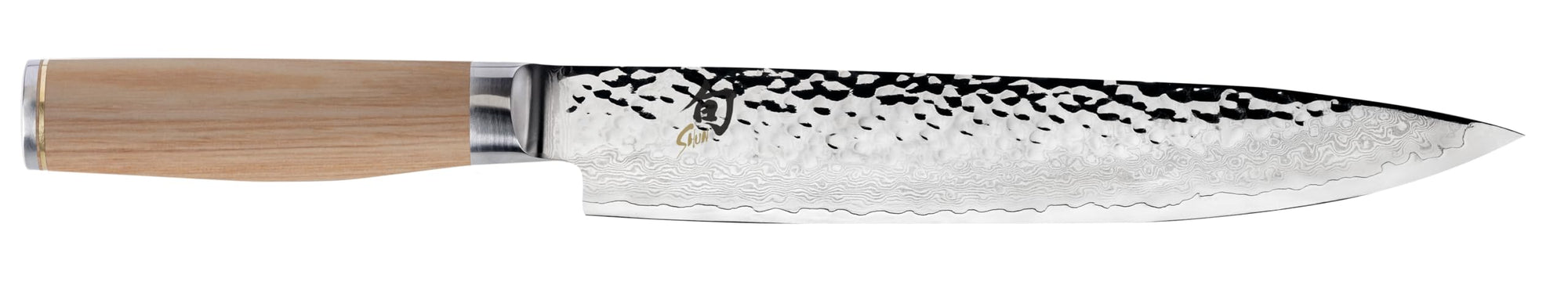 Slicing knife with a wooden handle on a white background