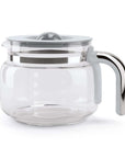 Clear carafe displayed on a white background