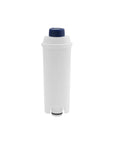 A white water softening filter with a blue cap, designed for use in Smeg coffee machines.