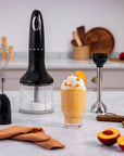 SMEG Handheld Immersion Blender with Beaker, Chopping Bowl w/Lid, Wire Whisk, 5 Speed Controls, made with Stainless Steel Blades and Ergonomic Design