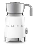 Front view of white Smeg retro line tritan renew milk frother on a white background