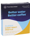 Third Wave Water packaging for Classic Light Roast Profile with blue, white, and yellow design on white background