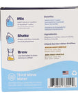 Back of a packaging for Third Wave Water with instructions and branding.