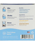 Back of a Third Wave Water packaging with brewing instructions and product details.