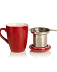 Adagio Teas Tea Makers Barn Red Adagio Teas 12 oz Porcelain Cup with Stainless Steel Infuser displayed on a white background