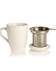 Adagio Teas Tea Makers White Adagio Teas 12 oz Porcelain Cup with Stainless Steel Infuser displayed on a white background