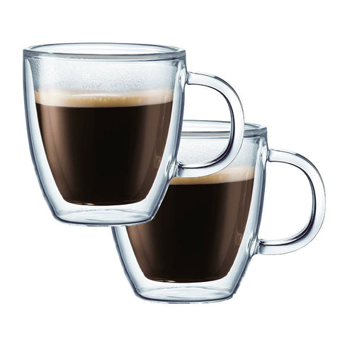 Bodum Bistro Double-Wall Insulated Glass Espresso Mugs, 5-Ounce