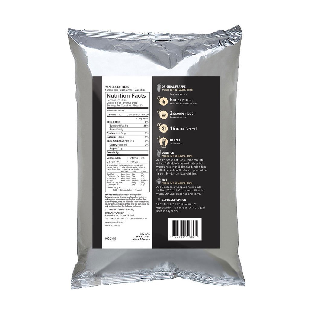 Cappuccine Blended Coffee Frappe Individual Cappuccine Frappe Mix - Vanilla Express JL-Hufford