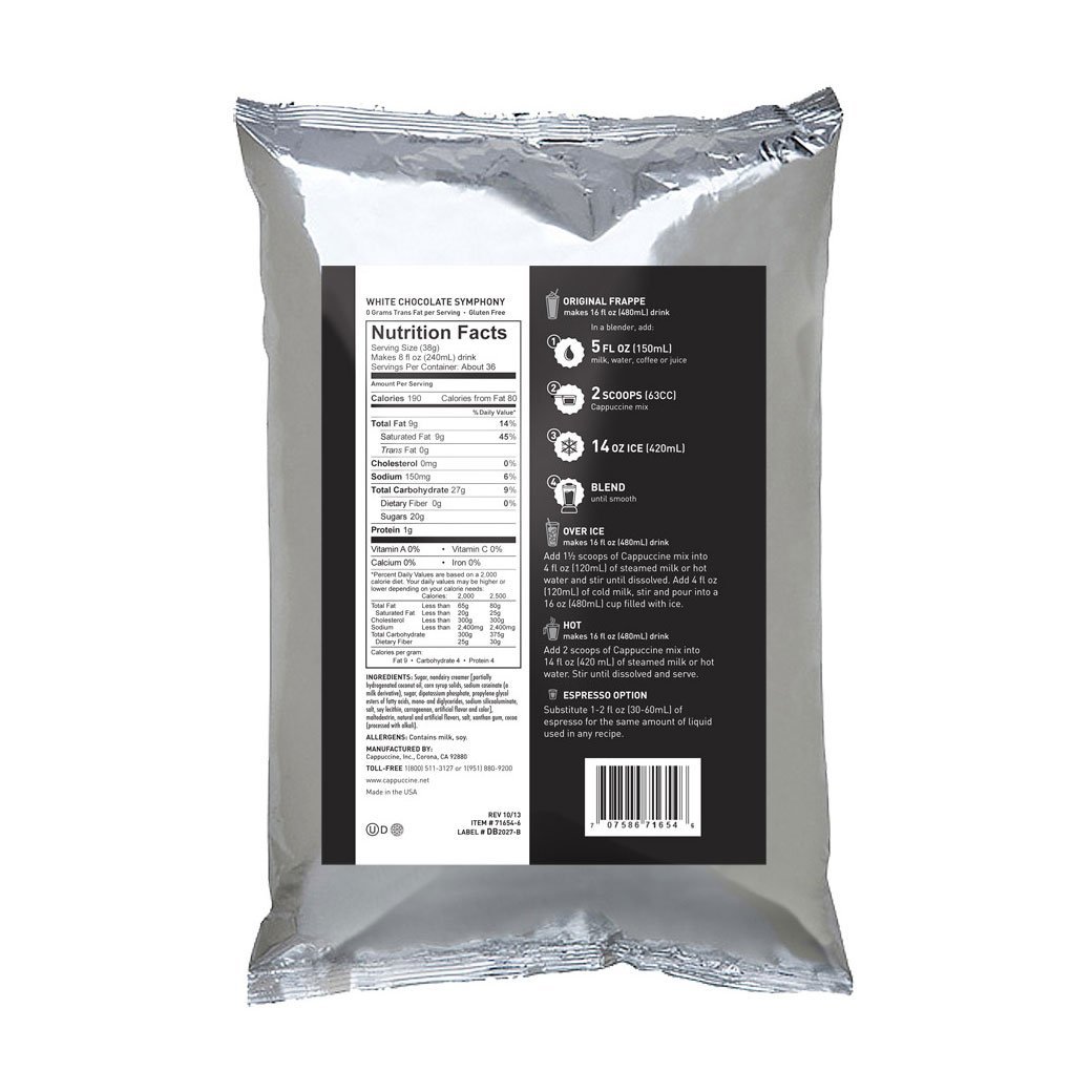 Cappuccine Blended Coffee Frappe Individual Cappuccine Frappe Mix - White Chocolate Symphony JL-Hufford