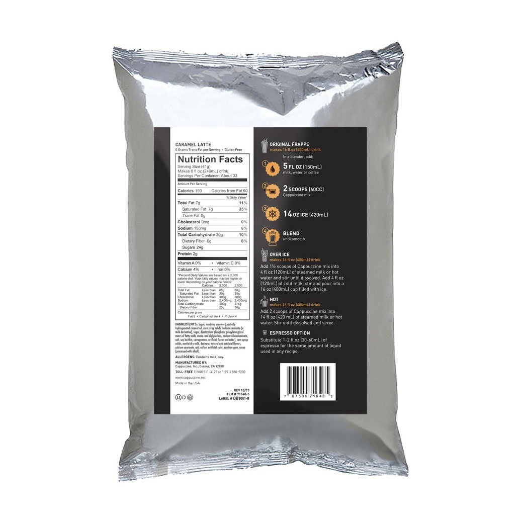 Cappuccine Blended Coffee Frappe Individual Cappuccine Ice Coffee Frappe Mix - Caramel Latte JL-Hufford