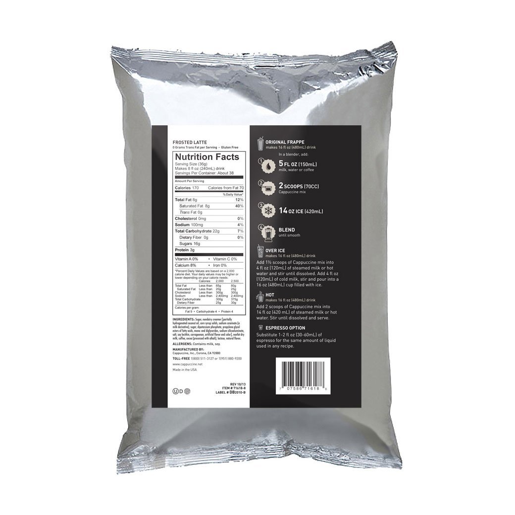 Cappuccine Blended Coffee Frappe Individual Cappuccine Ice Coffee Frappe Mix - Frosted Latte JL-Hufford