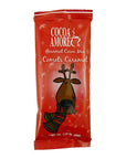 Front cover of Cocoa Amore Hot Chocolate Comets’ Caramel Cocoa Amore Single Serve Holiday Blend Hot Cocoa displayed on a white background