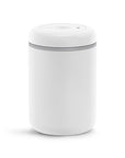 1.2 Liter white cylindrical container with lid on a white background
