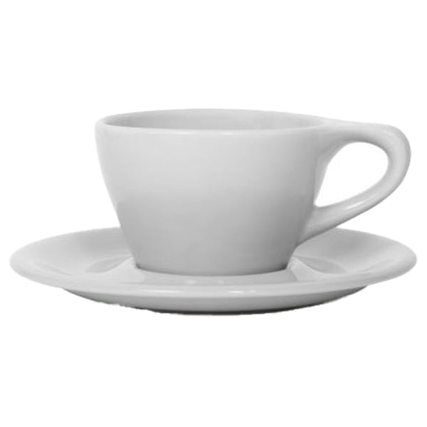 Cappuccino Mugs with Saucers Set of 4 - 8oz - Vanilla White