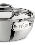 3 qt All-Clad Stainless Saucier Pan with lid displayed on a white background