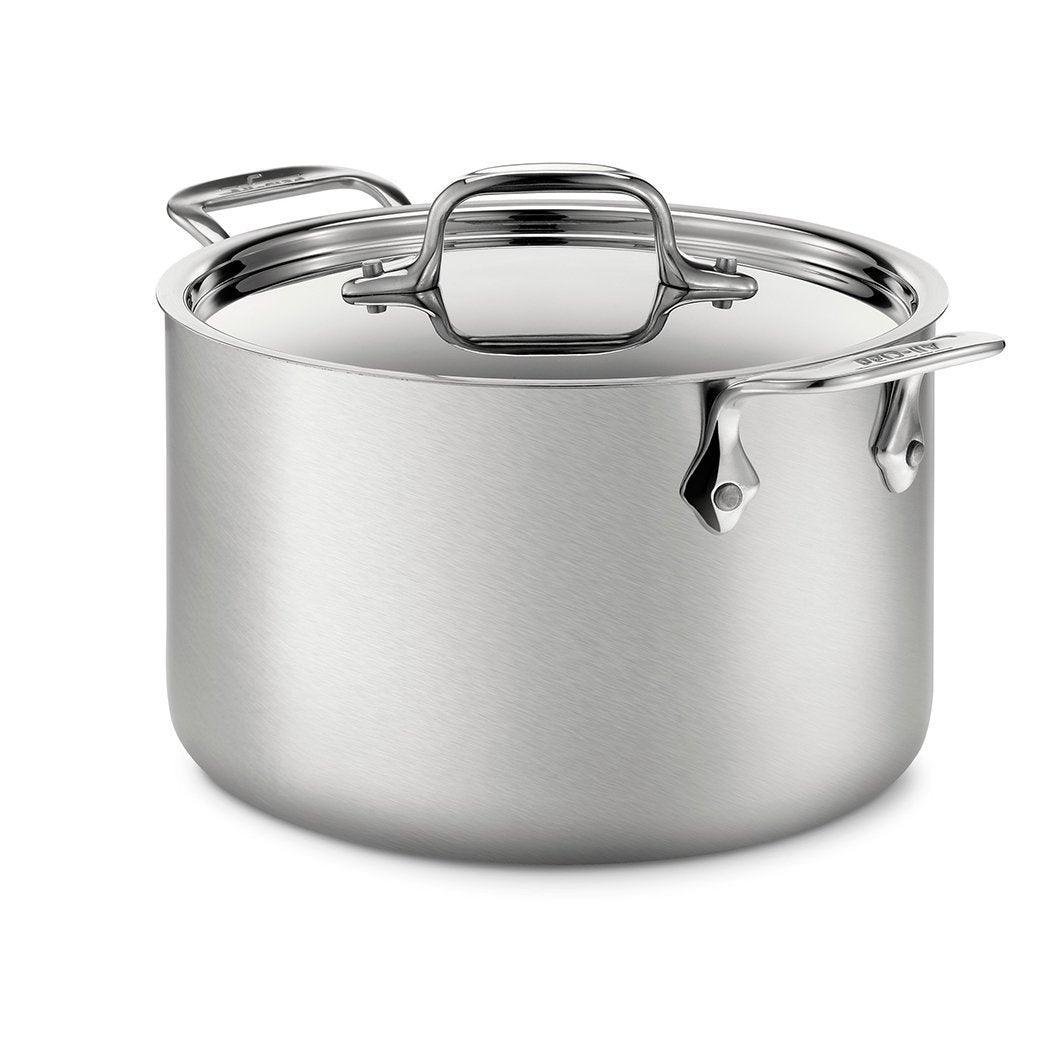 D5 Stainless Brushed 5-ply Bonded Cookware Soup Pot with lid, 4 quart