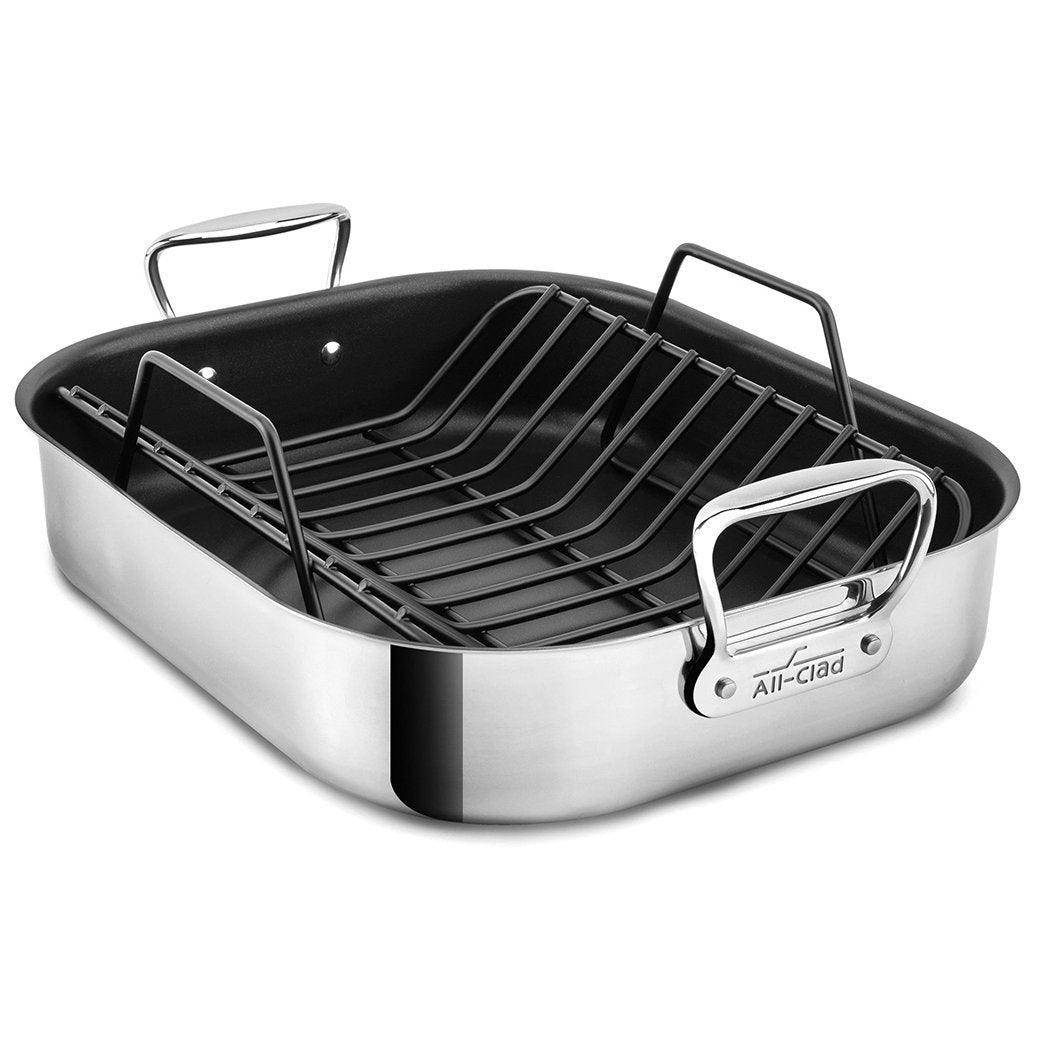 All-Clad Large Nonstick Roasting Pan with Rack, 16″ x 13″ - Thumbnail 2