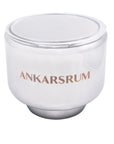 White glass container with 'Ankarsrum' branding on a white background