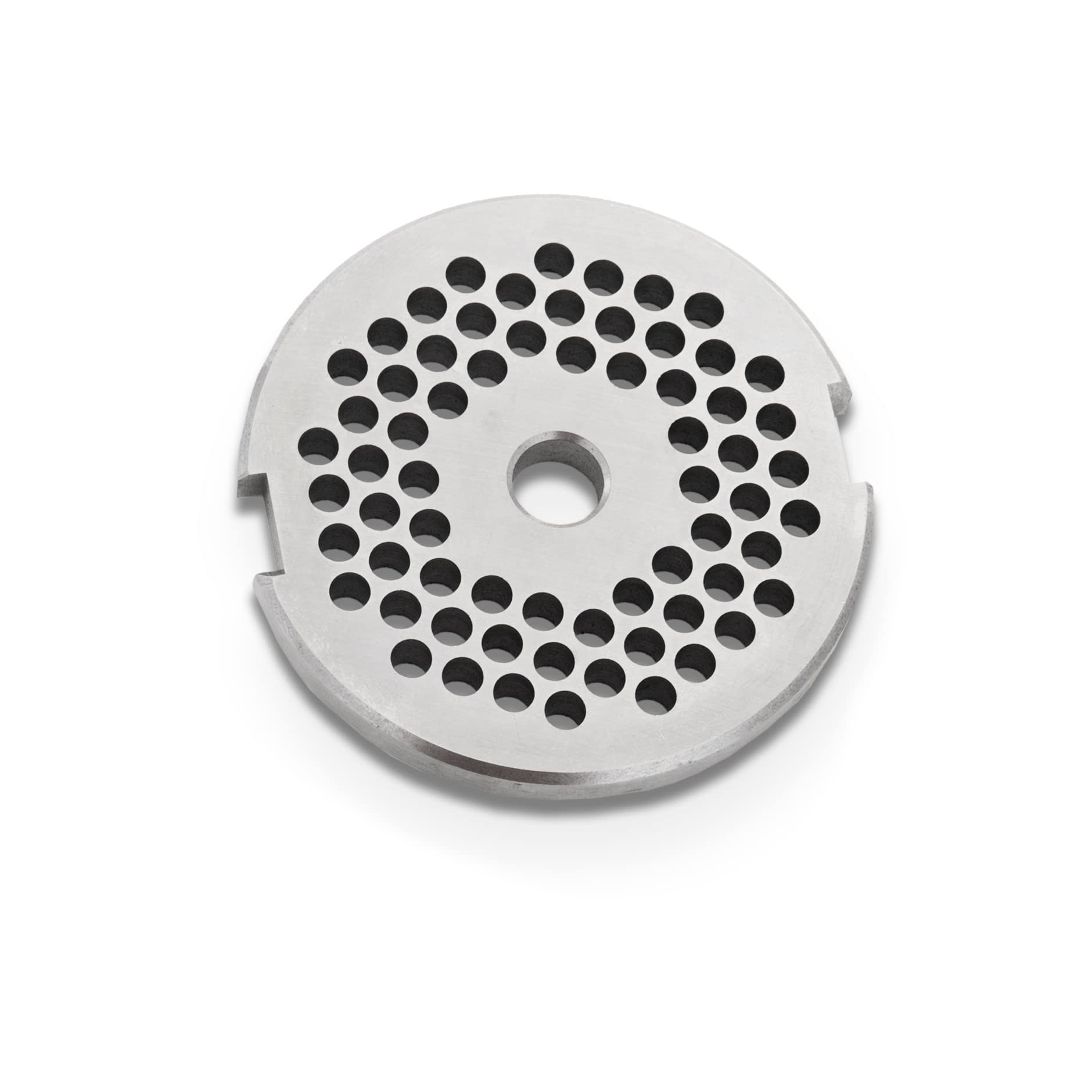 Metal grinder plate on a white background