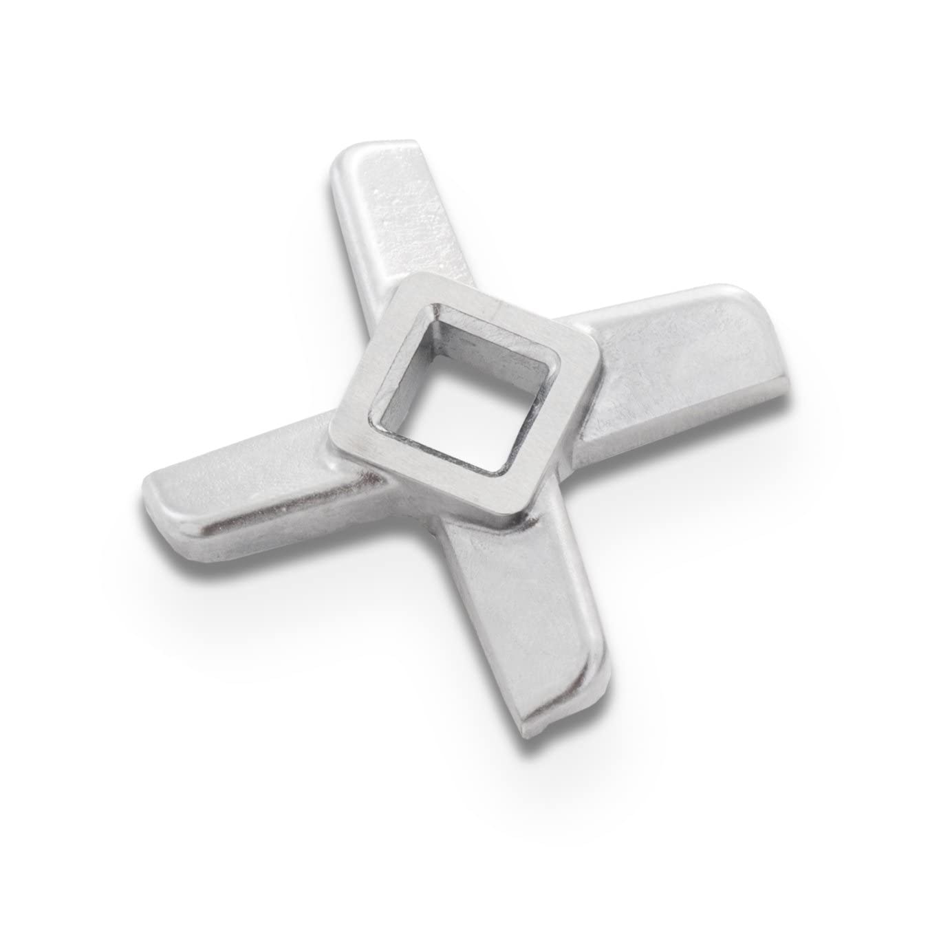 Silver cross-shaped pendant on a white background
