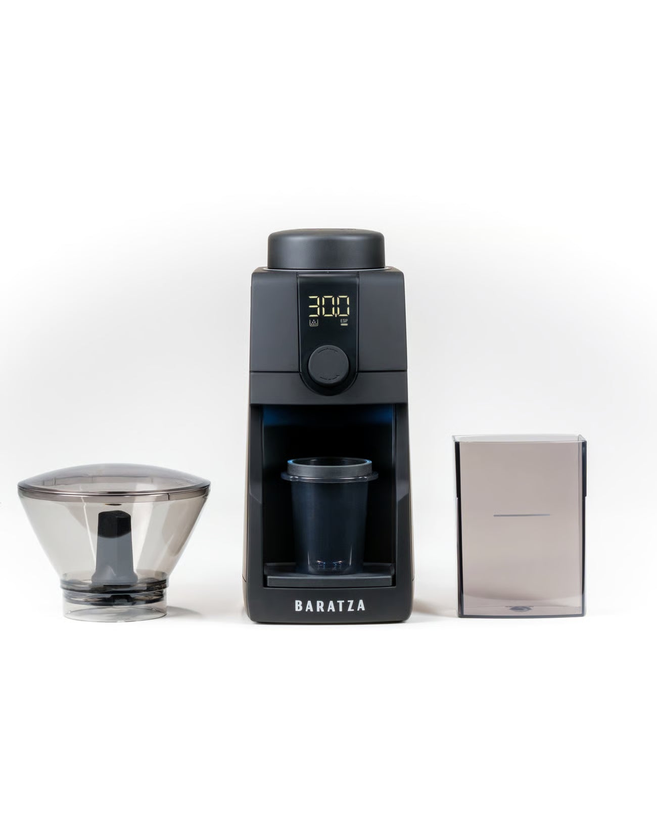 Baratza coffee grinder with a filter and packaging on a white background